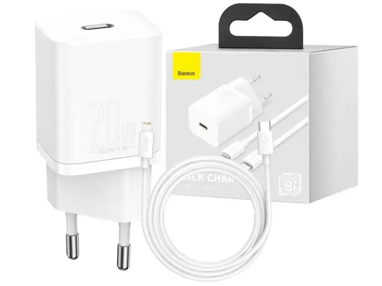 Ładowarka sieciowa Baseus Super Si USB-C z kablem do iPhone 20W biała - obrazek 8