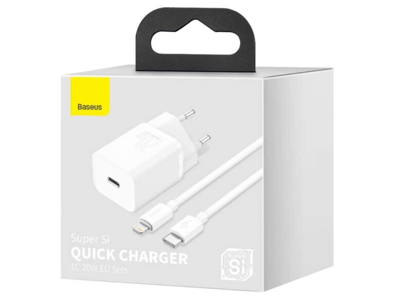 Ładowarka sieciowa Baseus Super Si USB-C z kablem do iPhone 20W biała - obrazek 9