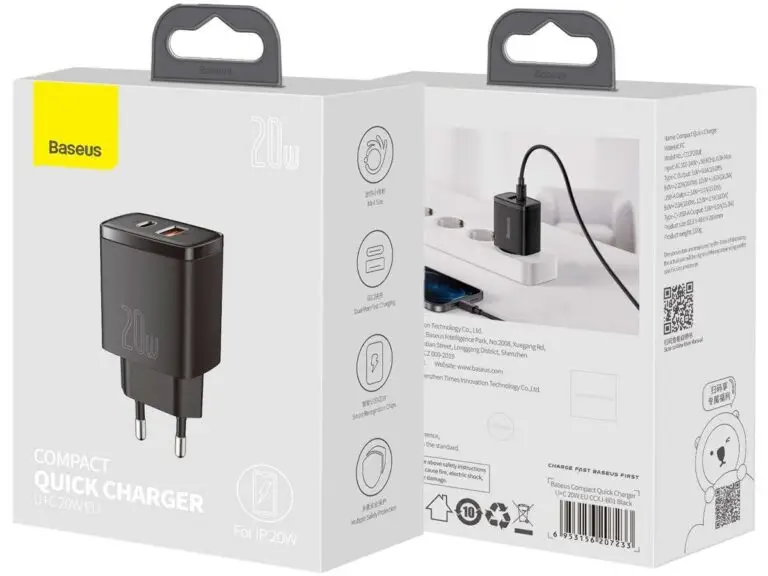 Ładowarka Baseus USB PD QC 3.0 20W (czarna) - obrazek 7