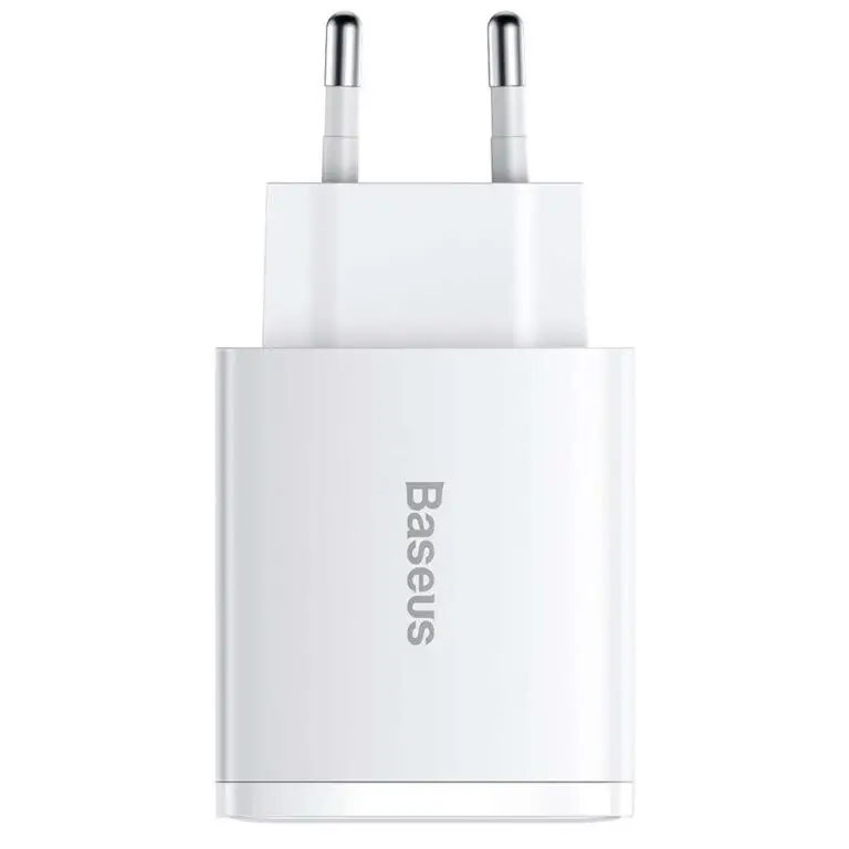 Ładowarka Baseus Compact Quick Charger 2xUSB USB-C PD QC 3.0 30W Biała - obrazek 2