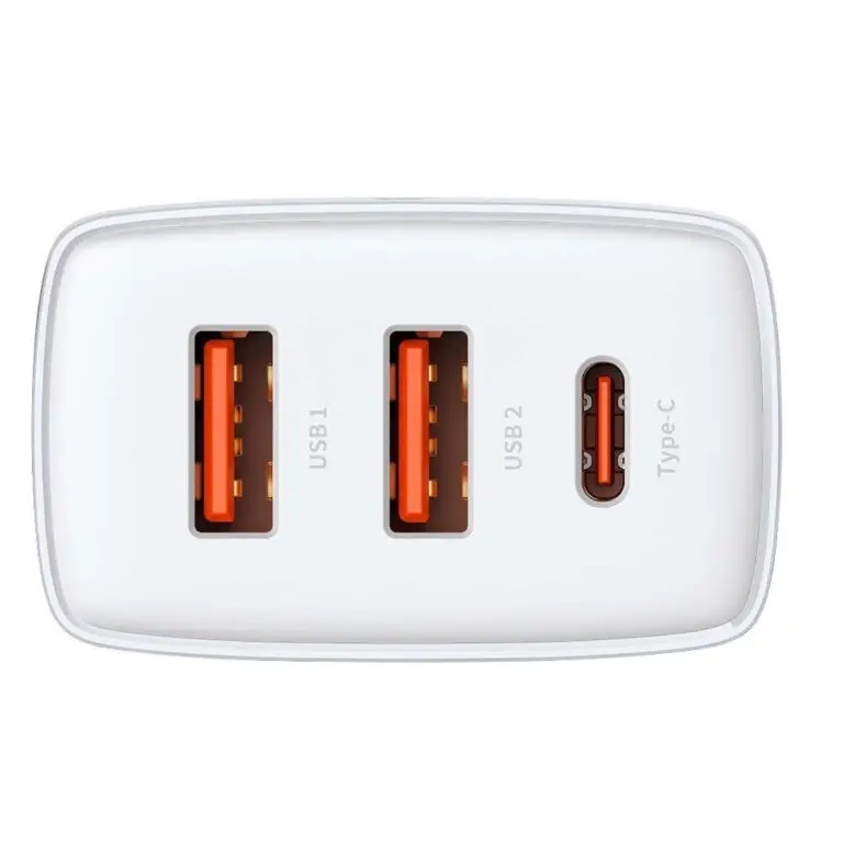 Ładowarka Baseus Compact Quick Charger 2xUSB USB-C PD QC 3.0 30W Biała - obrazek 3