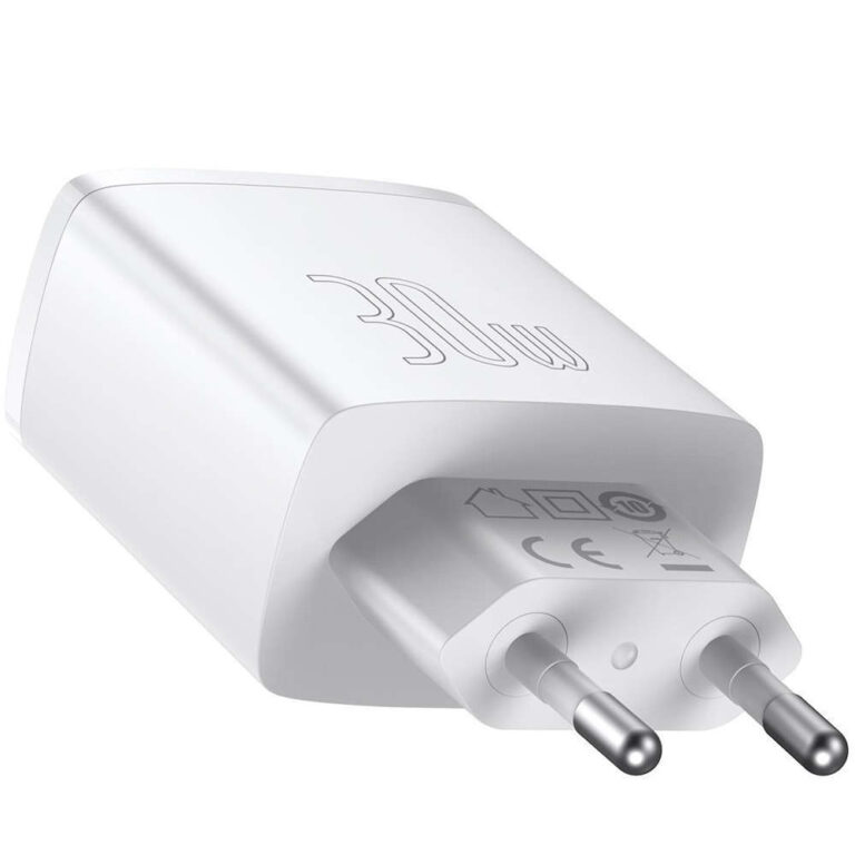 Ładowarka Baseus Compact Quick Charger 2xUSB USB-C PD QC 3.0 30W Biała - obrazek 5