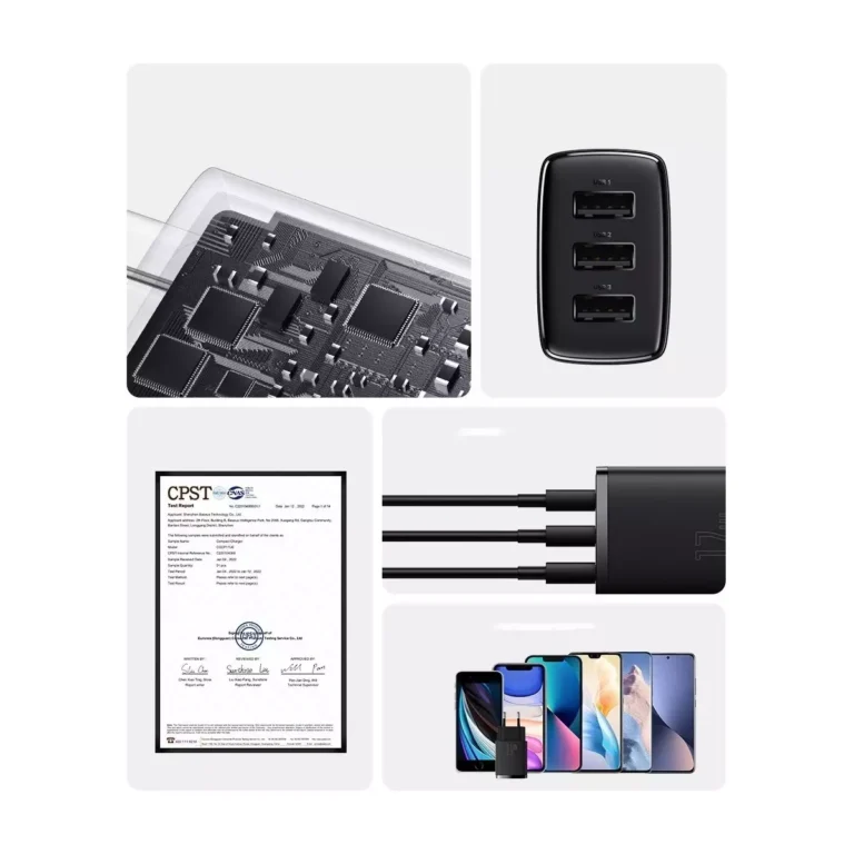 Ładowarka sieciowa Baseus Compact 3x USB Type-A 17W – Czarna - obrazek 10