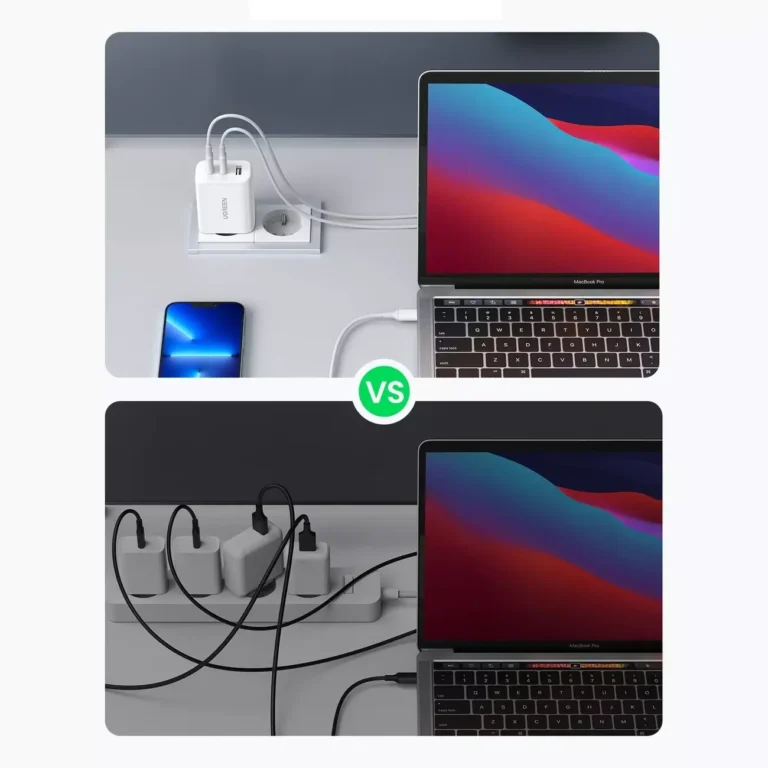 Ładowarka sieciowa Ugreen 2x USB-C / USB-A 65W PD3.0, QC3.0/4.0+ – Biała - obrazek 2