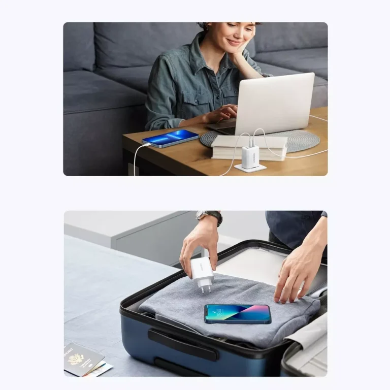 Ładowarka sieciowa Ugreen 2x USB-C / USB-A 65W PD3.0, QC3.0/4.0+ – Biała - obrazek 4