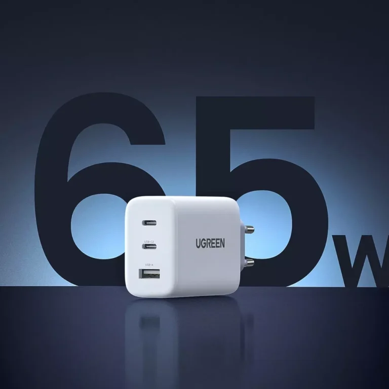 Ładowarka sieciowa Ugreen 2x USB-C / USB-A 65W PD3.0, QC3.0/4.0+ – Biała - obrazek 7