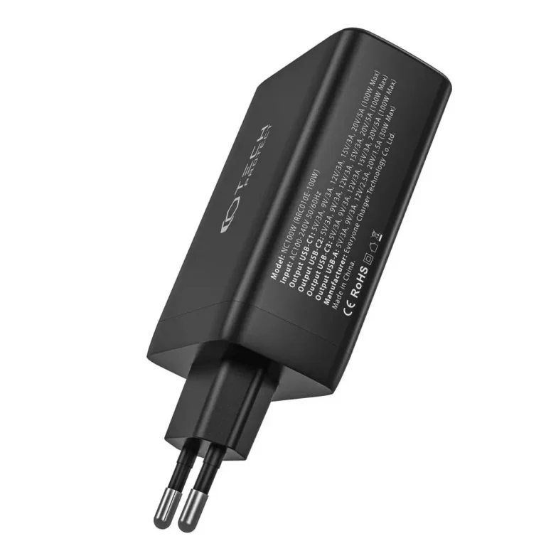 Ładowarka sieciowa Tech-Protect NC100W-GAN 4-Port PD100W/QC3.0 – Czarna - obrazek 2