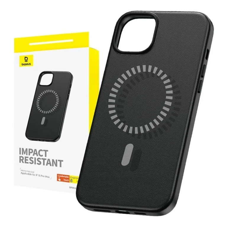 Etui Baseus Fauxther Series do iPhone 15 Pro Max Czarny - obrazek 2