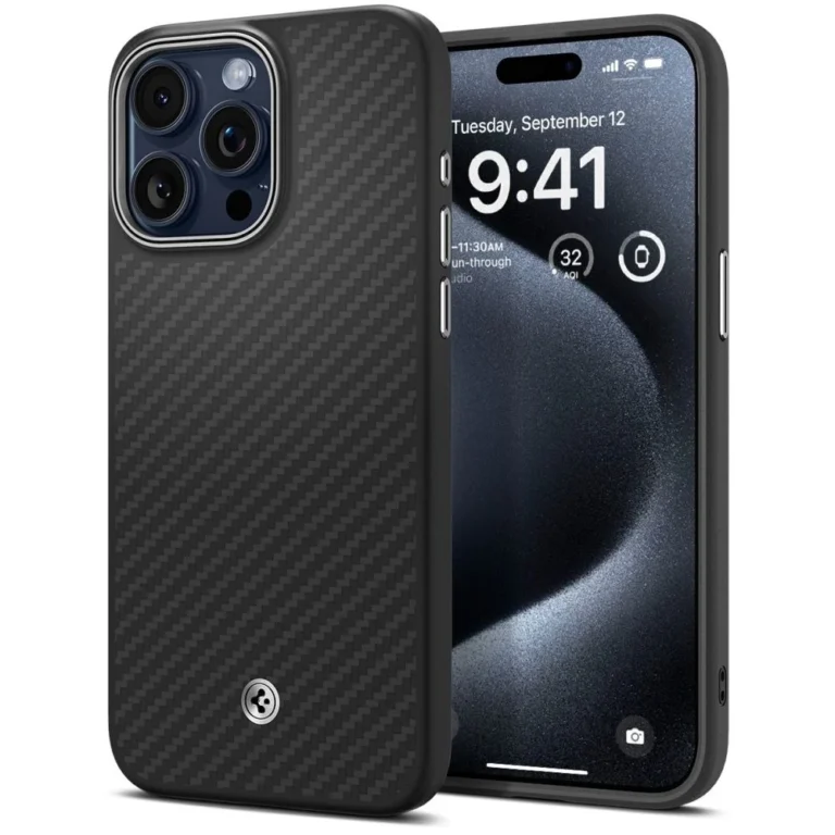 Etui Spigen Enzo Aramid do iPhone 15 Pro Max czarny - obrazek 2