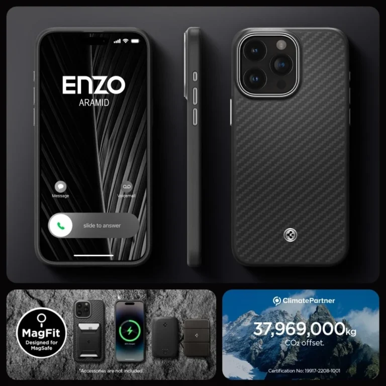 Etui Spigen Enzo Aramid do iPhone 15 Pro Max czarny - obrazek 12