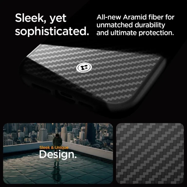 Etui Spigen Enzo Aramid do iPhone 15 Pro Max czarny - obrazek 7