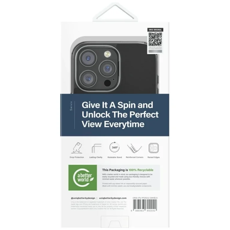 Etui UNIQ Swivix 360 Rotating Kickstand do iPhone 16 Pro Max Czarny - obrazek 2