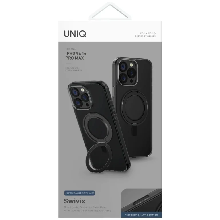 Etui UNIQ Swivix 360 Rotating Kickstand do iPhone 16 Pro Max Czarny - obrazek 6