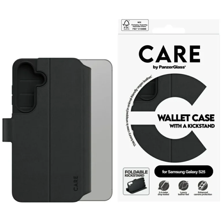 Etui CARE do Samsung Galaxy S25 Wallet Kickstand Czarny - obrazek 4