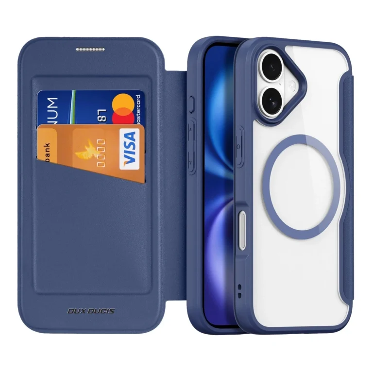 Etui iPhone 17 Dux Ducis Skin X Pro Portfel MagSafe Niebieskie - obrazek 3