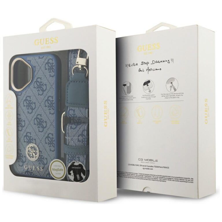 Guess nakładka 4G Strass Logo & Big Strap Metal Buttons MagSafe do iPhone 17 niebieska - obrazek 9